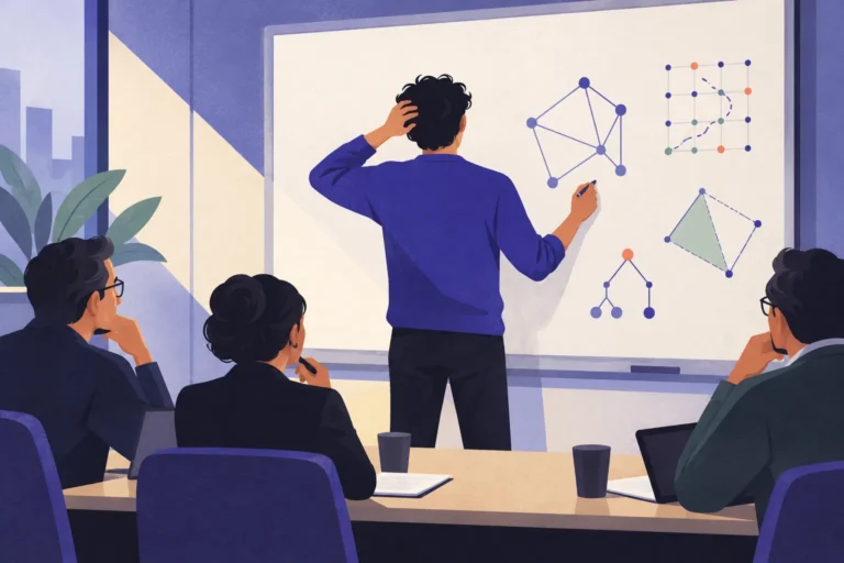 A candidate solving graph and algorithm problems during a whiteboard interview.